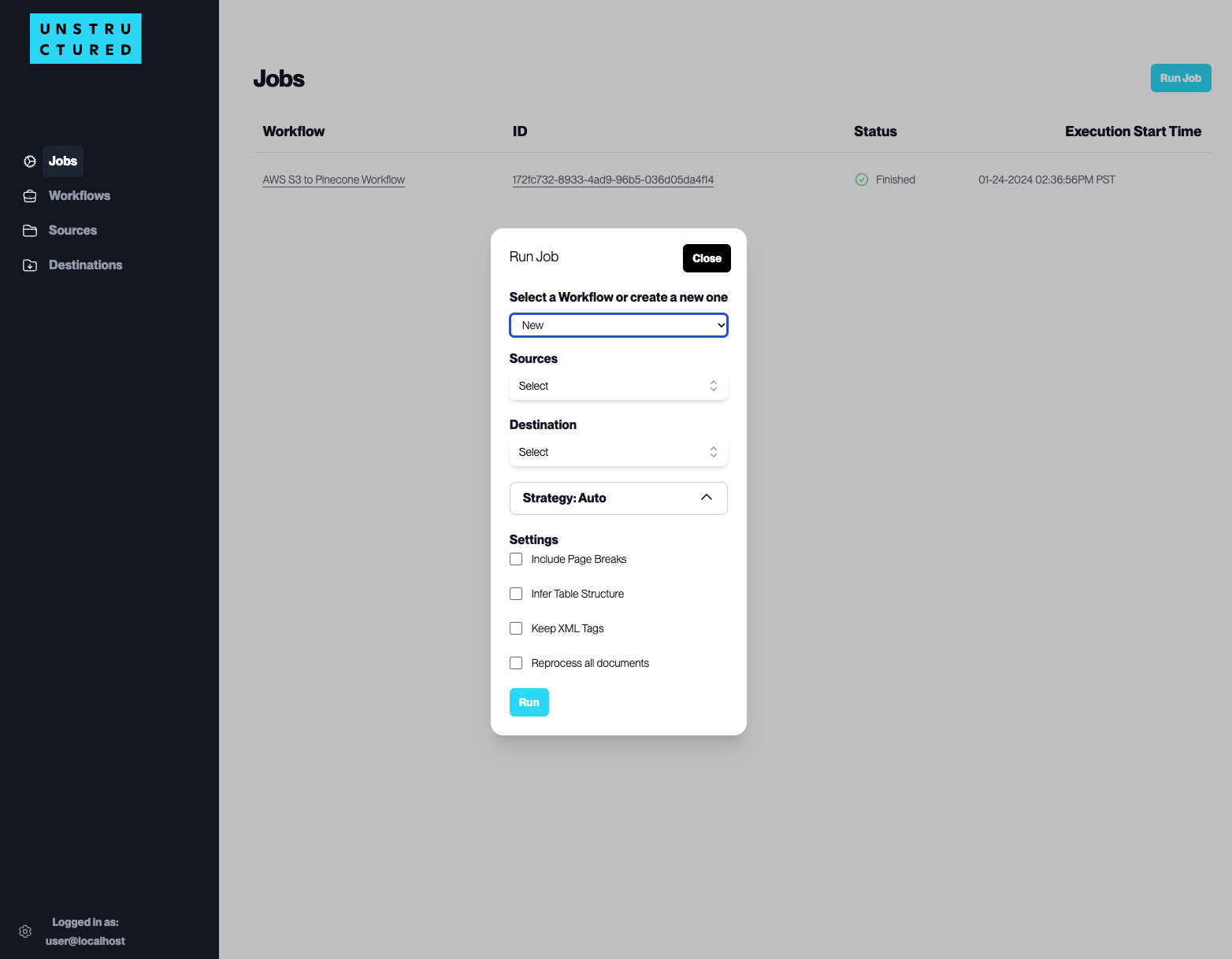create adhoc job
