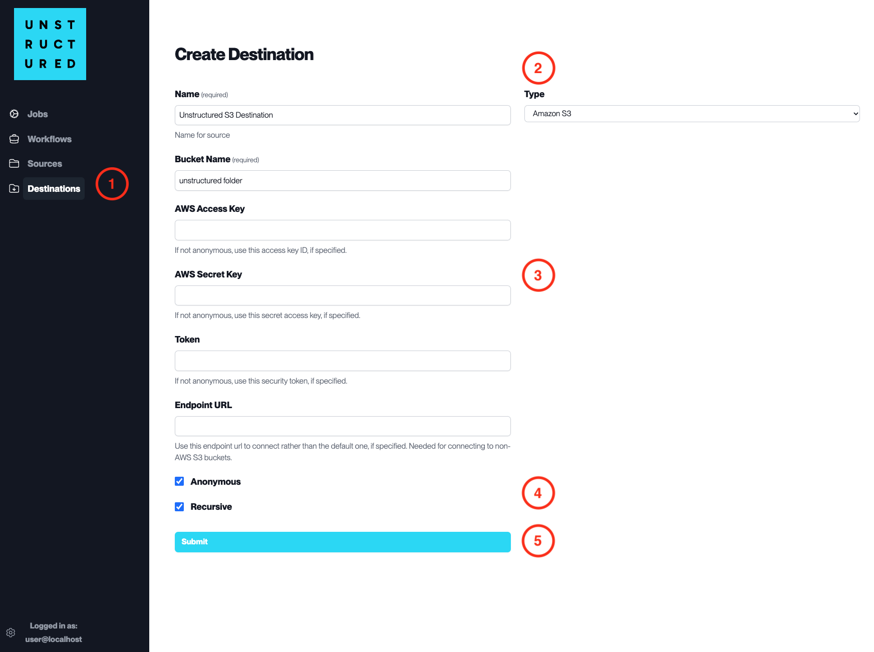 Destination Connector Amazon S3