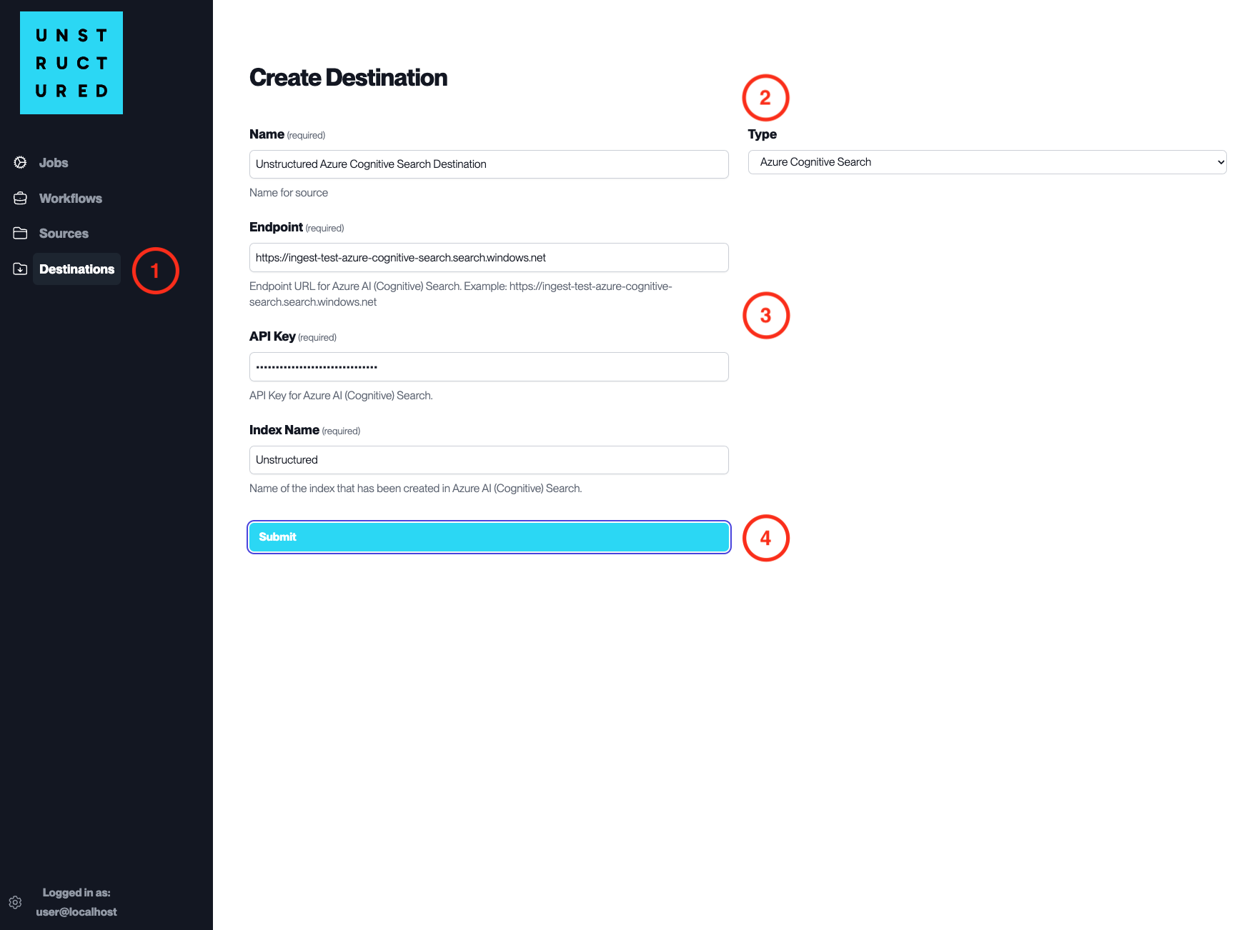 Destination Connector Azure Cognitive Search
