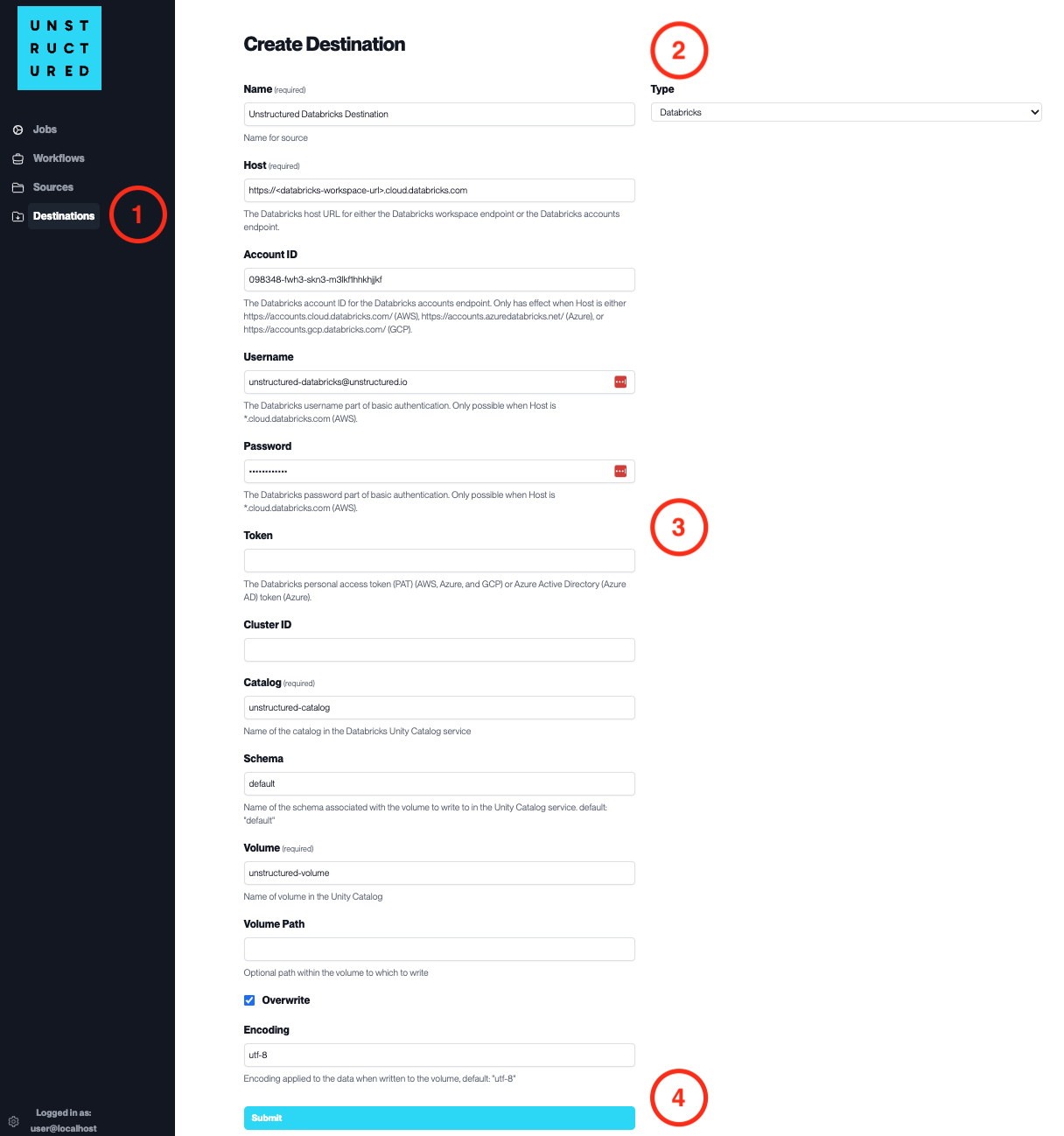 Destination Connector Databricks
