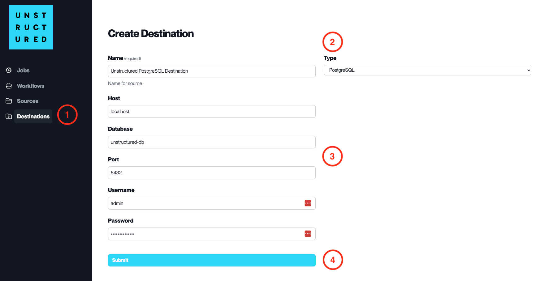 Destination Connector PostgreSQL